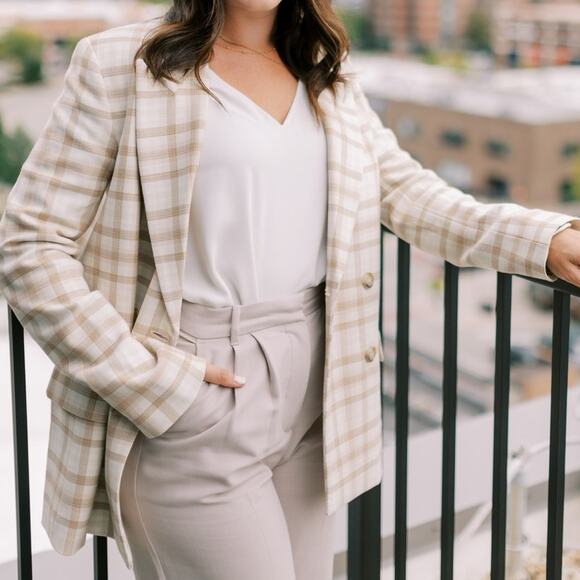 ARITZIA Wilfred Destiny Francesca Plaid Double Breasted Blazer Size 2 - Picture 4 of 8